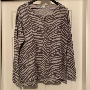 NWOT Aerie oversized zebra print waffle knit thermal top, size medium